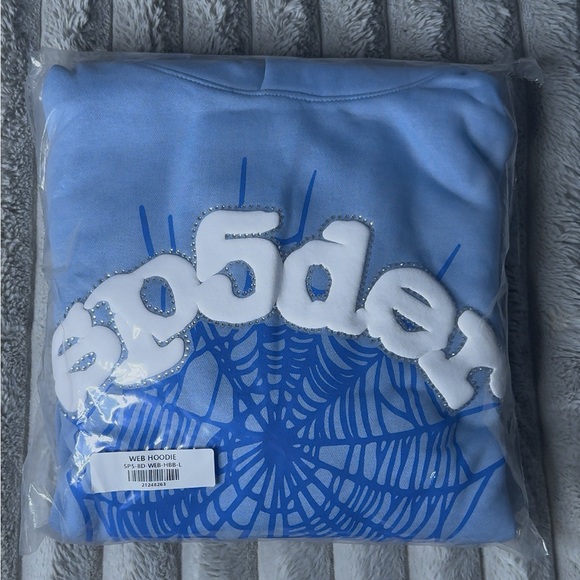 Sp5der Other - Blue Web Hoodie by Sp5der